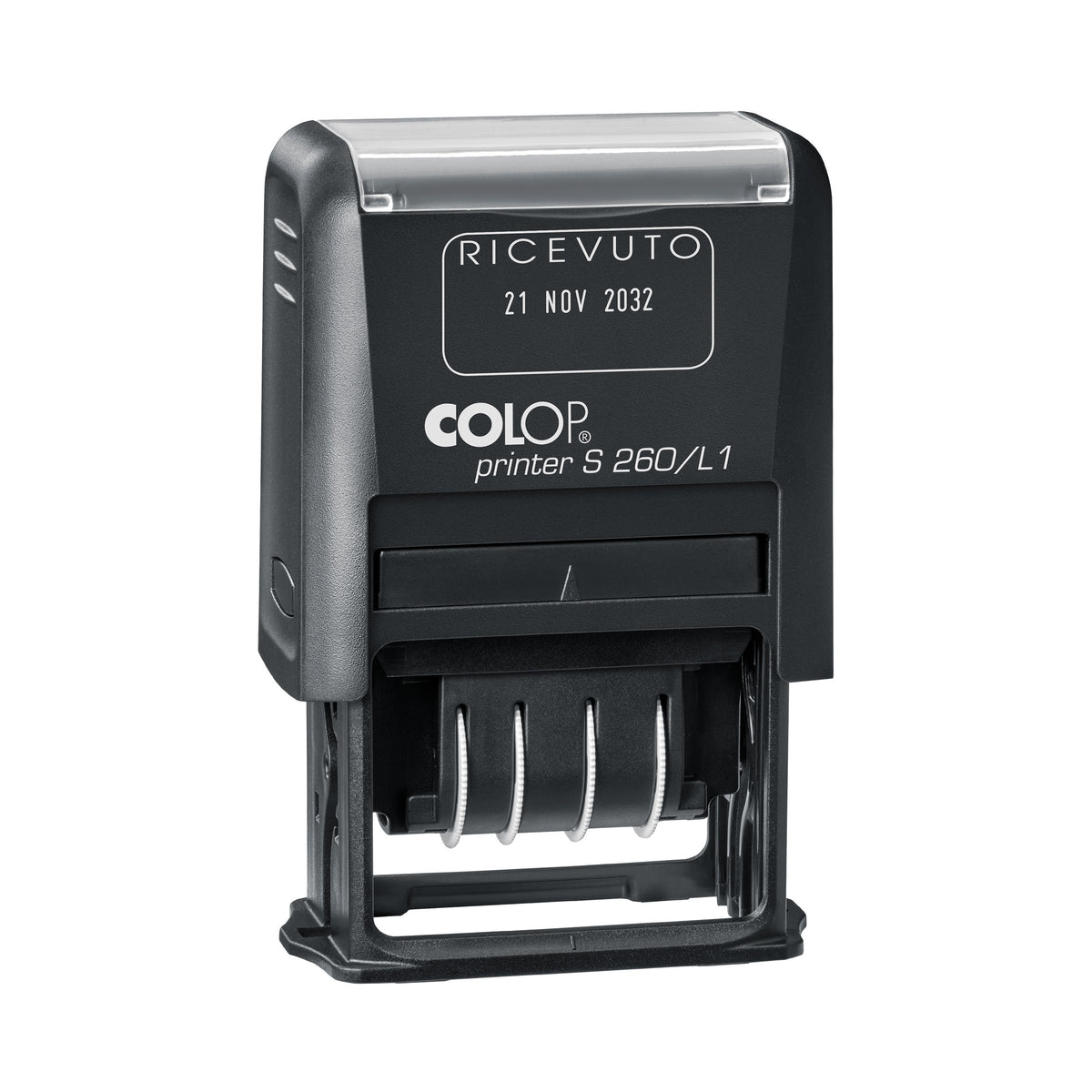 Colop Printer S 260 – Wort- & Datumstempel selbstfärbend, Ricevuto / Italienisch, Abdruck 45 × 24 mm, Schrift H