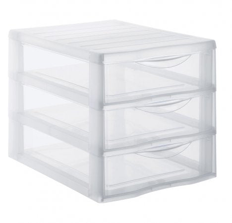 Rotho Schubladenelement – 3 Schubladen, für A4, transparent, Polypropylen (PP), B 260 × H 255 × T 360 mm