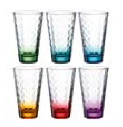LEONARDO Optic Trinkglas – 0,30 l, Glas, Mehrfarbig, Spülmaschinenfest, 6 Stück