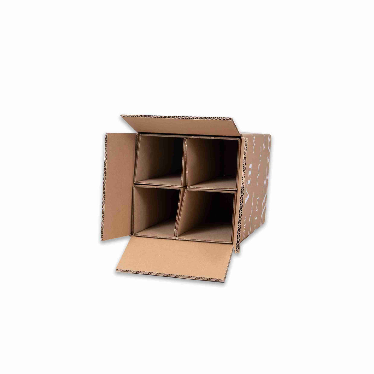 Model Trans-Scripto Flaschenversandkarton – für 4× 0,75 l Flaschen, Höhe bis 330 mm, Ø 83 mm – braun