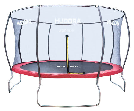 HUDORA Trampolin – rund – max. 100 kg, mit Sicherheitsnetz – Ø 400 cm – rot – CE