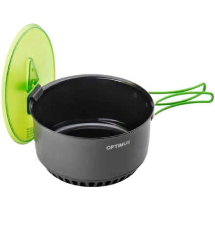Optimus Kochtopf Terra Camp 4 – 5,5 l, Ø 23,3 cm, Aluminium, Teflonbeschichtet, Grün/Dunkelgrau