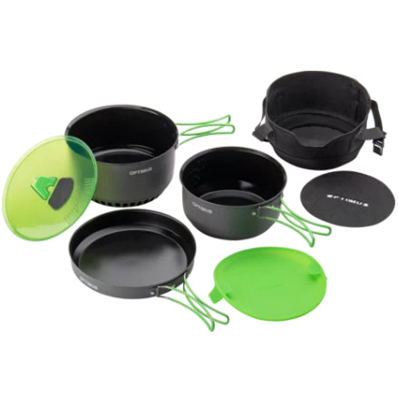Optimus Kochtopf Terra Camp 4 – 5,5 l, Ø 23,3 cm, Aluminium, Teflonbeschichtet, Grün/Dunkelgrau