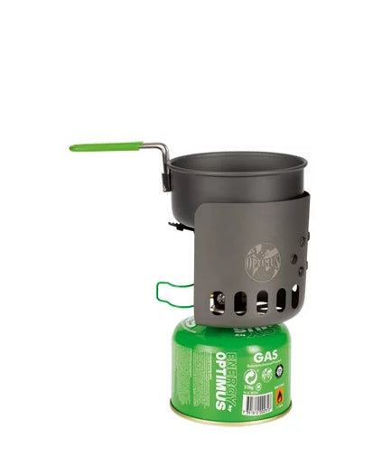 Optimus Windschutz – für Gaskartuschen – 103 × 115 × 90 mm – Grau, Aluminium