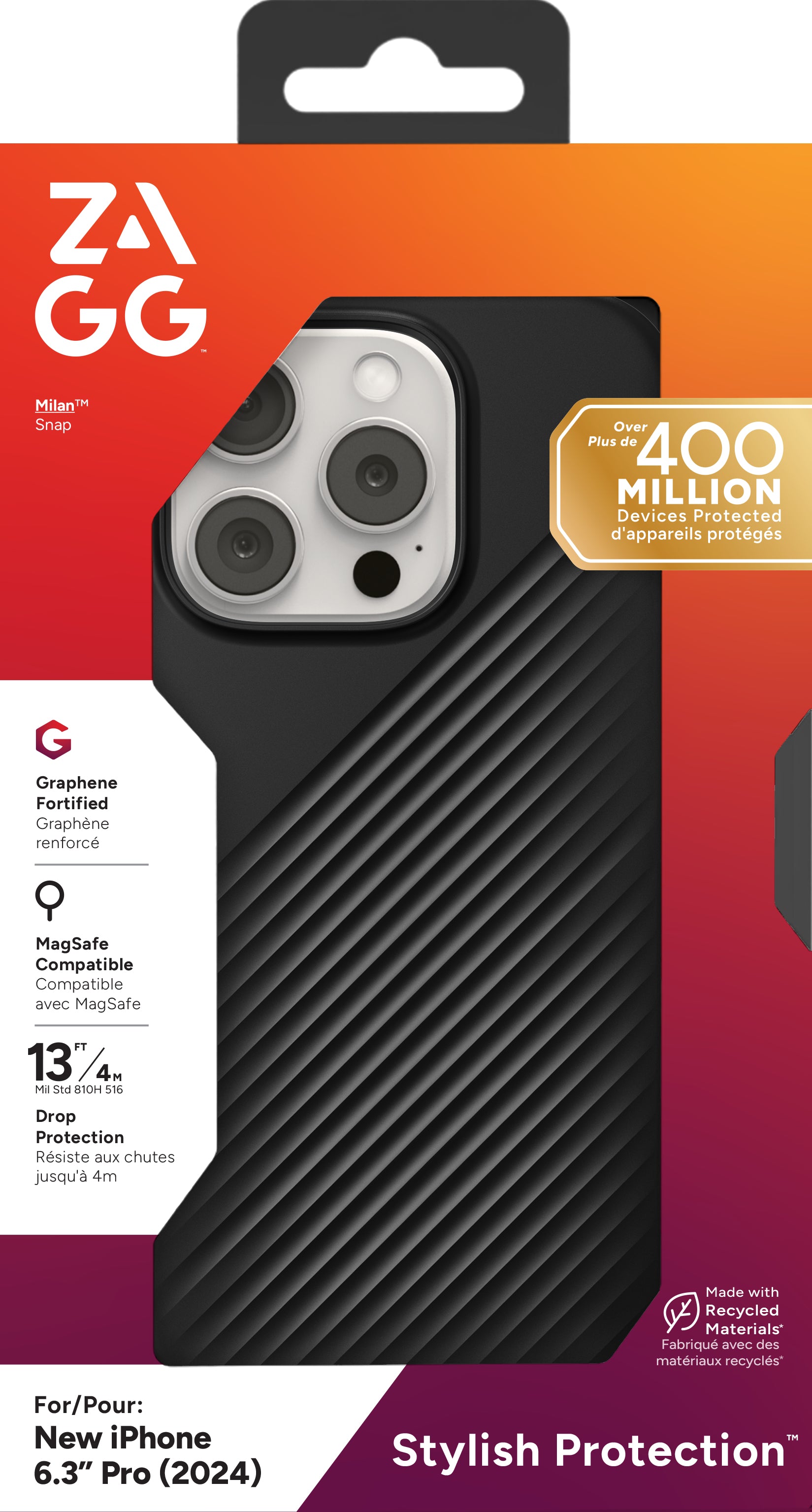 ZAGG Backcover Luxe – für Apple iPhone 16 Pro – schwarz