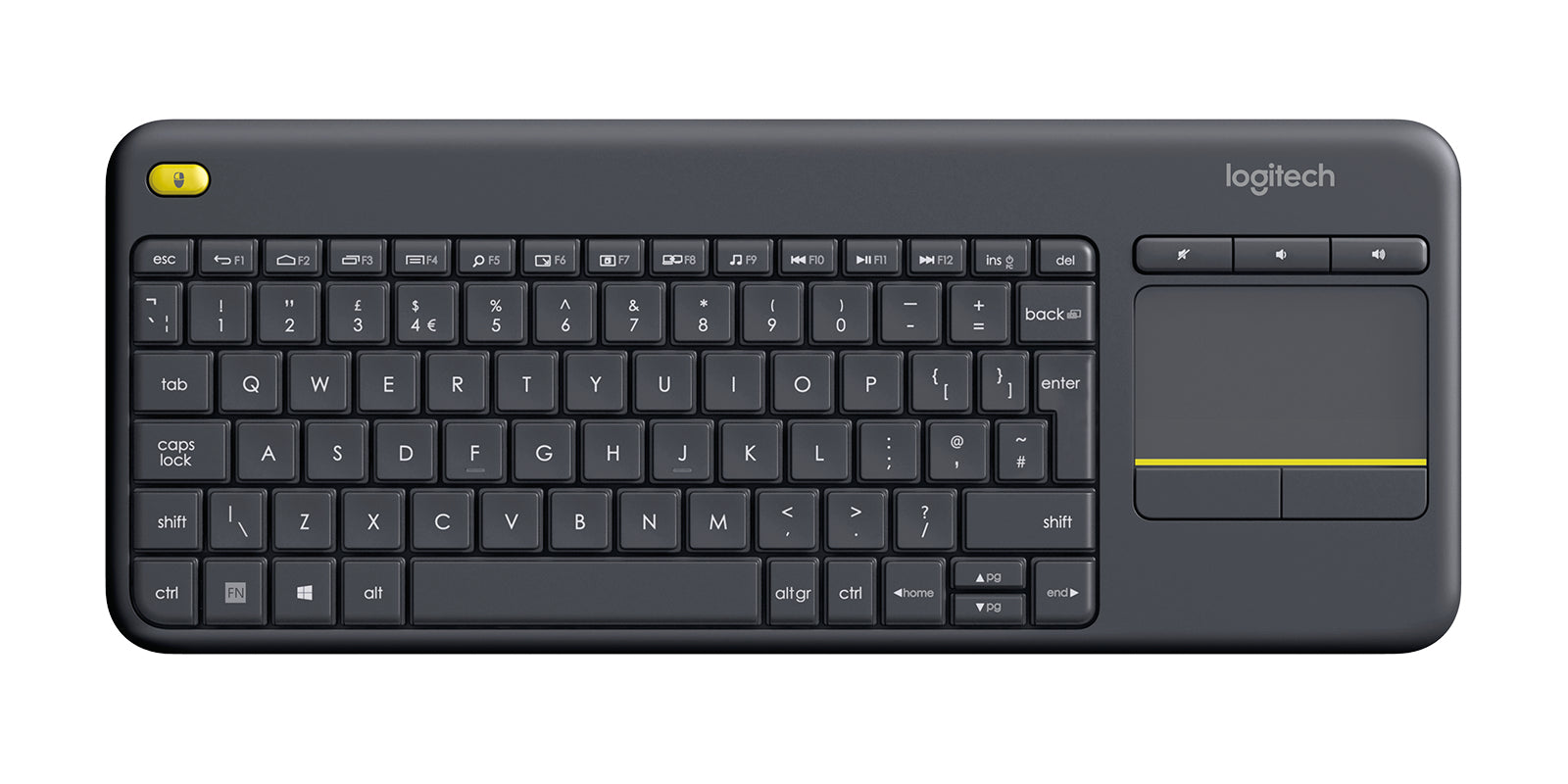 Logitech K400 Plus – Tastatur, kabellos, US-Layout (EN), mit Touchpad
