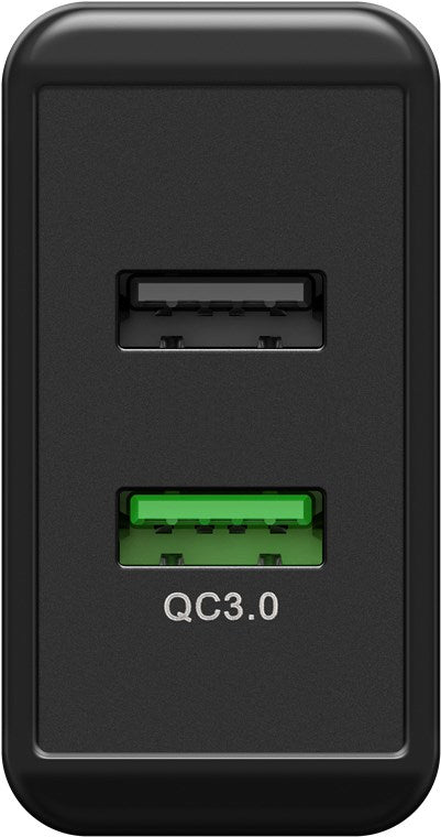 Goobay USB-Wandladegerät 18 W – USB-A×2, QC 3.0 – EU-Stecker (Typ C) – Schwarz