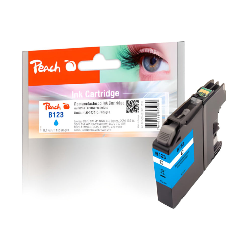 Peach LC-123CXL Cyan Tintenpatrone (Kompatibel) – 1'185 Seiten – für Brother DCPJ 552/752, MFCJ 470/475