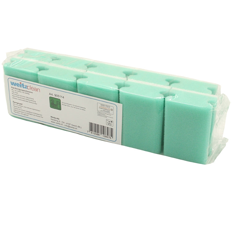 Weitaclean Scheuerschwamm mit Griffleiste – 9,5 × 7 × 4,3 cm, grün, 10 Stk.
