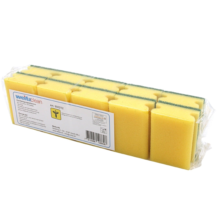 Weitaclean Scheuerschwamm – 9,5 × 7 × 4,3 cm, gelb, 10 Stk.