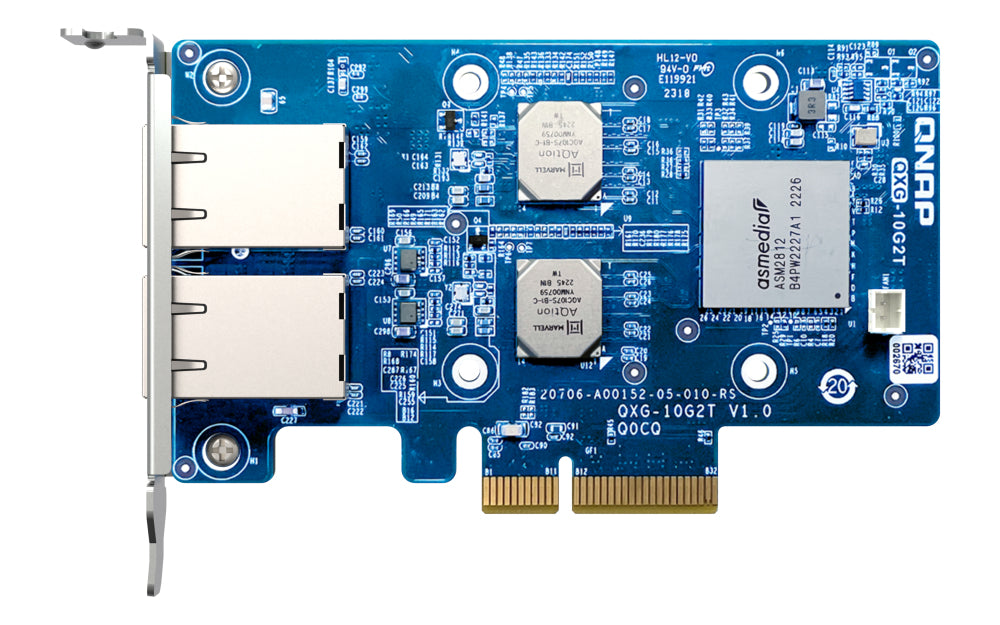 QNAP QXG-10G2T PCIe 10-GbE Karte – 2× RJ-45, 10 Gbit/s, PCIe 3.0 – für PC – Grün