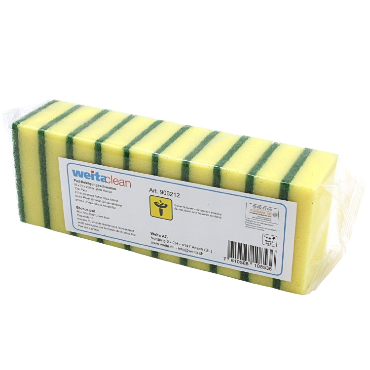 Scheuerschwamm – 9,5 × 7 × 2,3 cm, gelb, 10 Stk.