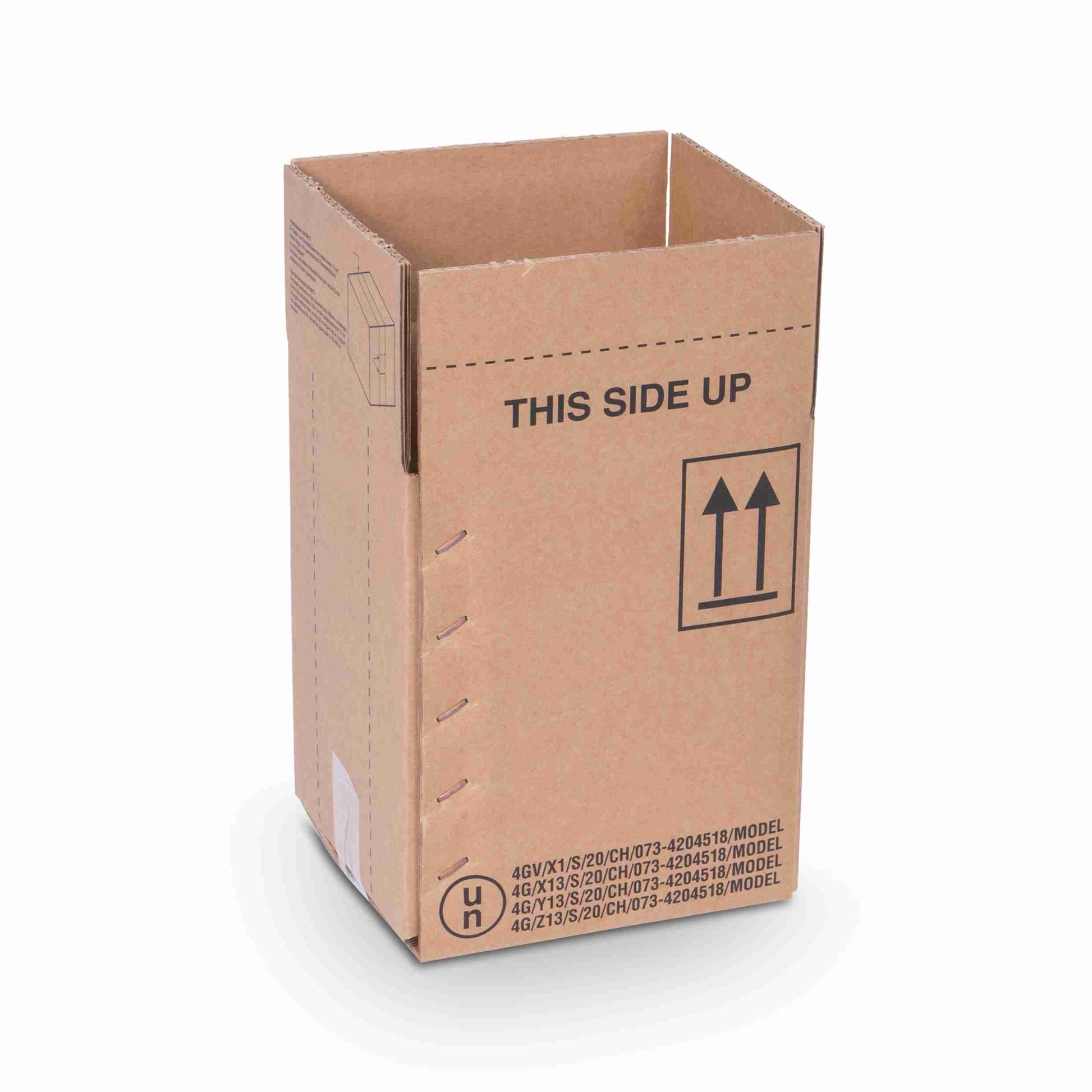 Model UN06/13 Gefahrgutbox – für Packgut bis 40 kg – 175 × 155 × 213 mm, braun, selbstklebend – 1 Stk., ab 20 Stk.