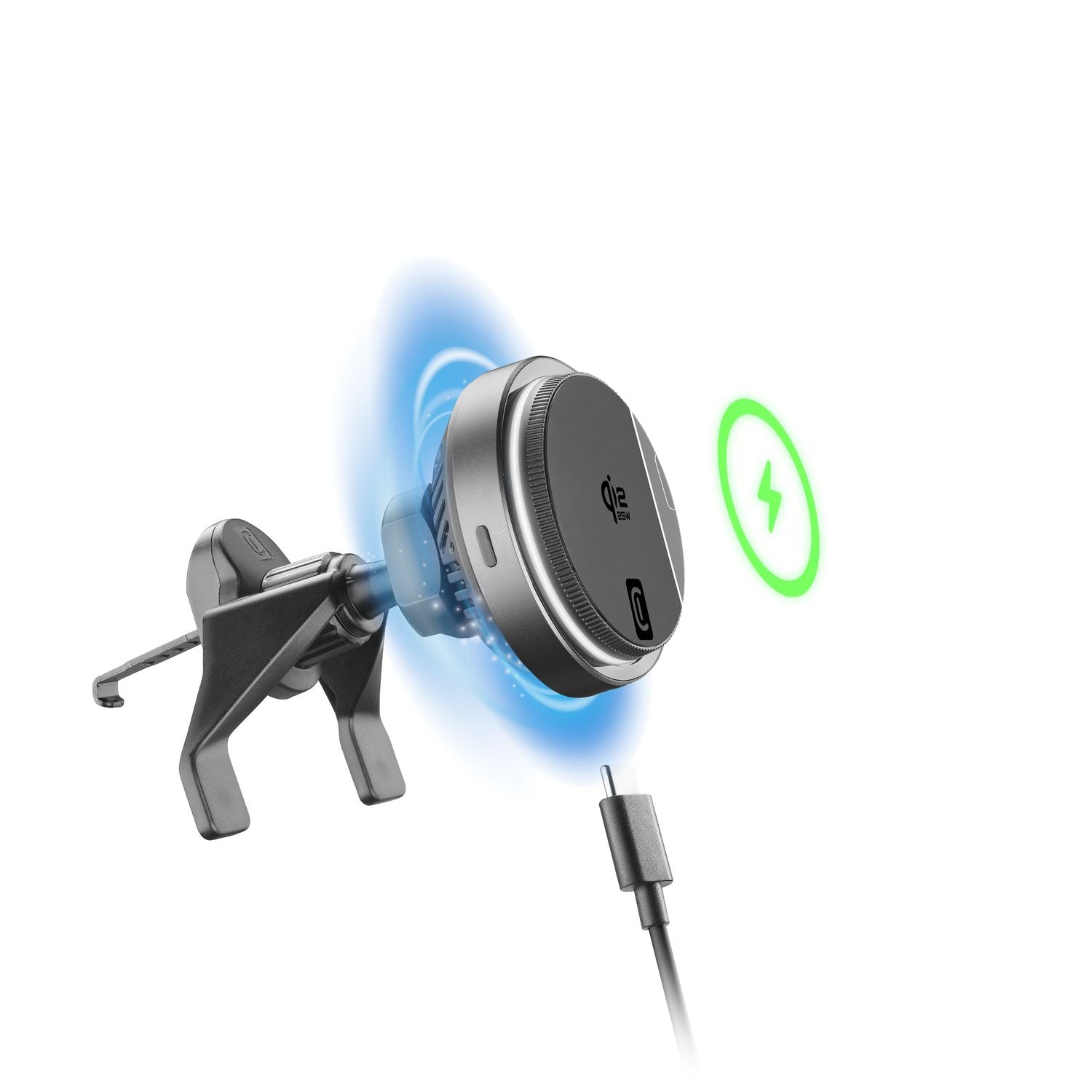 Cellularline Freeze Mag Qi2.2 – Auto-Ladehalterung – Qi2 25 W – für Smartphones mit kabellosem Laden – Schwarz