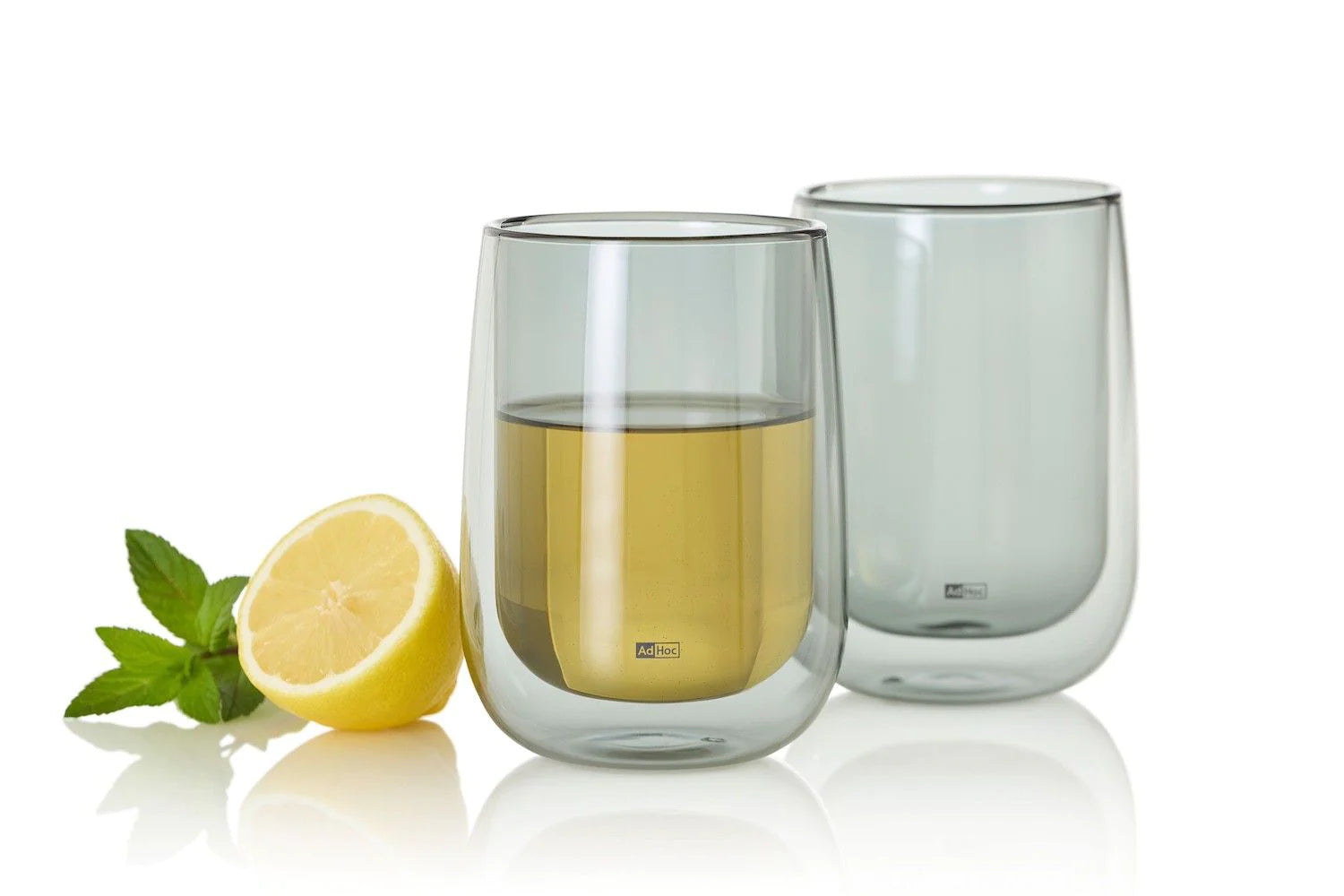 AdHoc Teeglas Duo Glass – 2er Set, 400 ml, Ø 9 cm, Borosilikatglas, doppelwandig, hitzebeständig