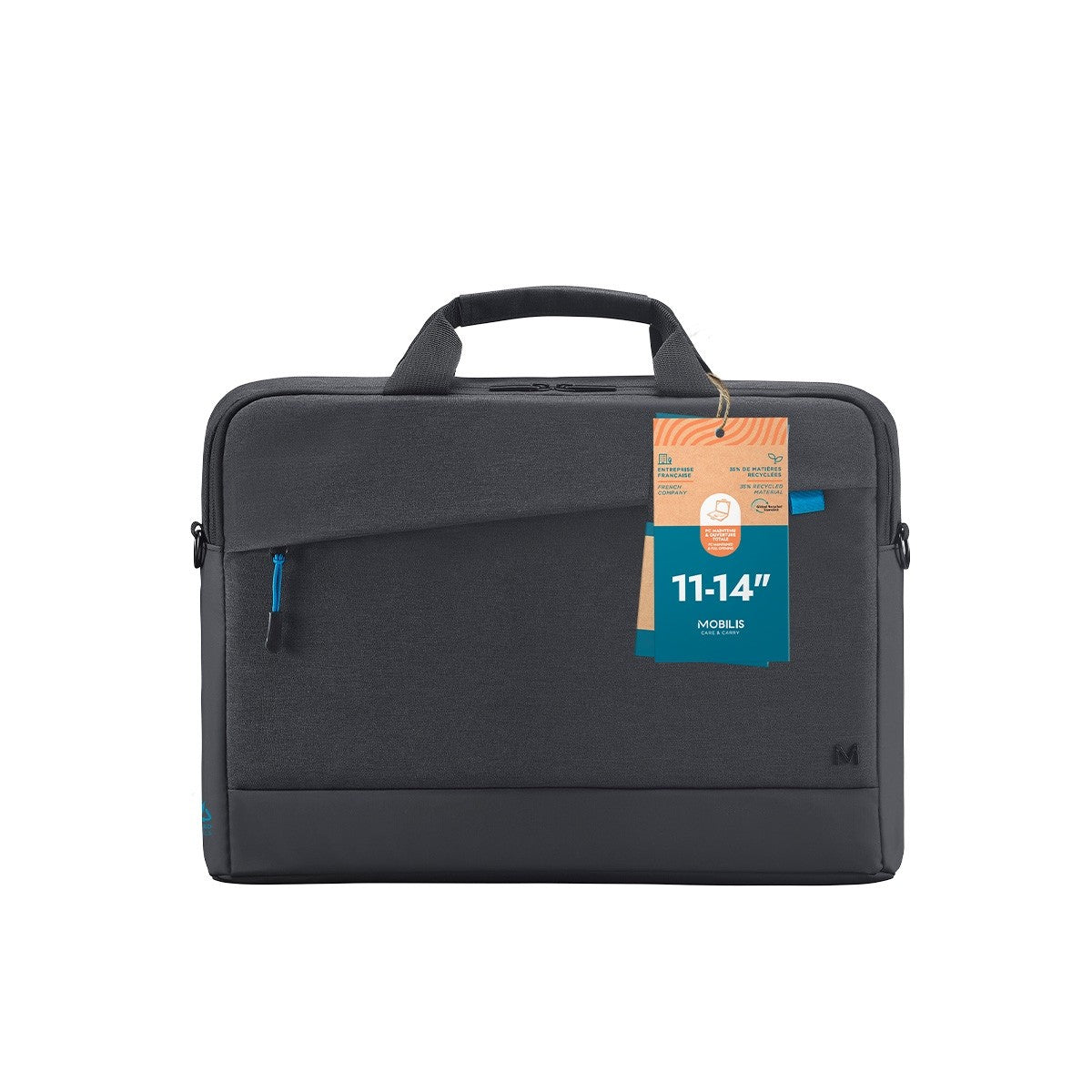 Mobilis Notebook-Tasche bis 14" – 35% recyceltes Polyester, wasserdicht – Schwarz