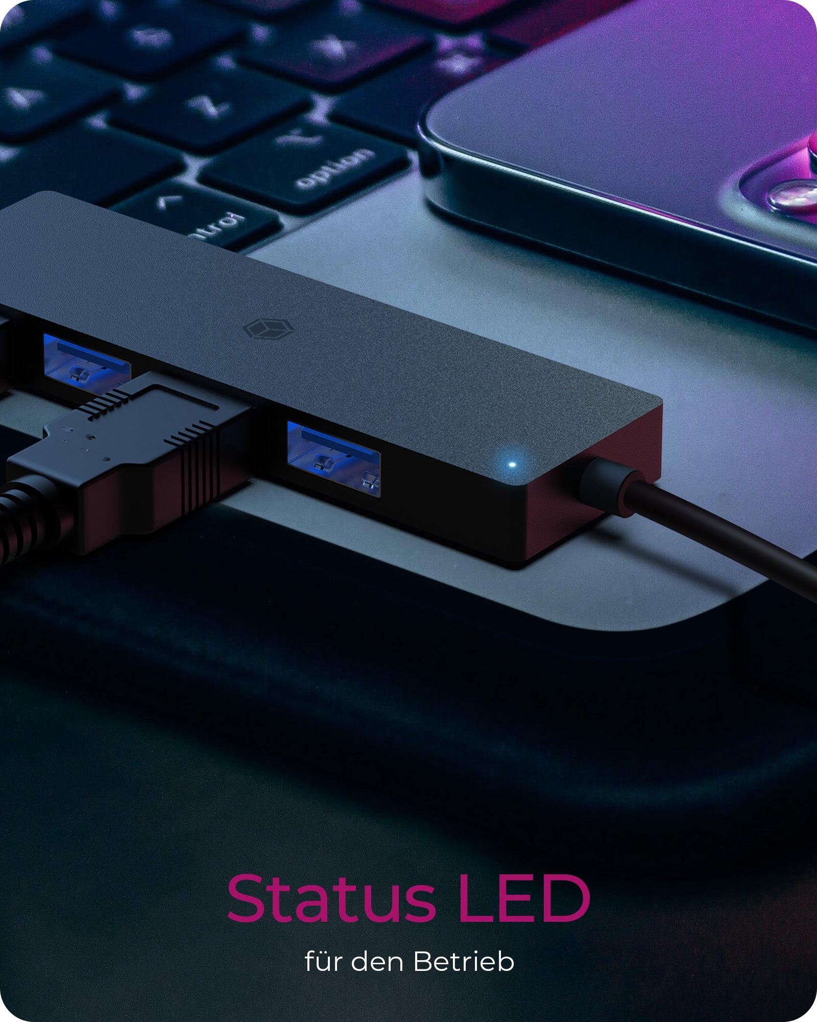 ICY BOX IB-1424-C3 USB-Hub – USB-C, 4× USB-A, für Windows/Mac
