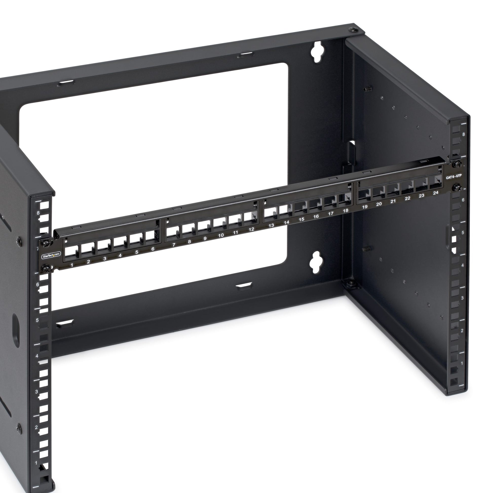 StarTech.com 24-Port Keystone Patch Panel – 24× RJ-45, Cat5e/6, 1U, 19" Rackeinbau, Schwarz, Stahl