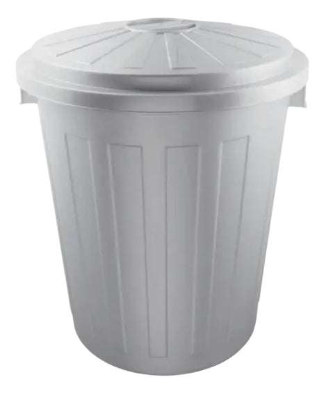 keeeper Supermax Müllcontainer – 50 l – Kunststoff (PP), rund – silber – mit Deckel