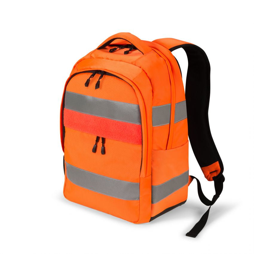 DICOTA Rucksack HI-VIS – Notebook-Rucksack – 25 l, rPET, orange, Reflexstreifen