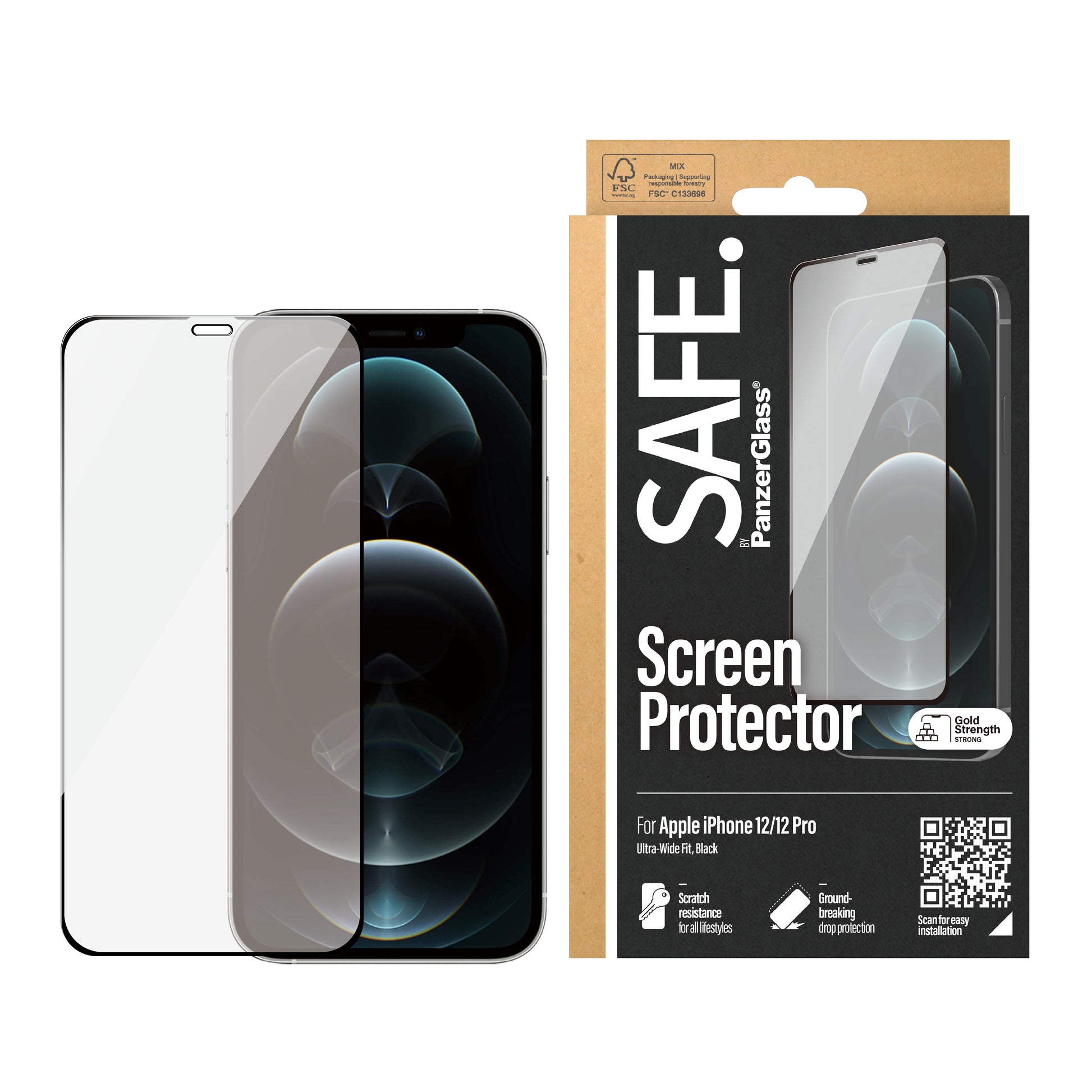 PanzerGlass SAFE. – Displayschutz (Panzerglas), Case Friendly – für iPhone 12/12 Pro