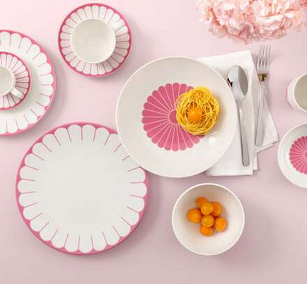 Villeroy & Boch Fleur Cassis Pastaschale – Porzellan, Rosa, Rund, 6 Stück