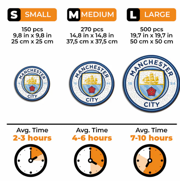Iconic Puzzles Puzzle Man City FC Logo – 270 Teile – 37,5 × 37,5 cm – ab 10 J. – Holz, mehrfarbig – FSC