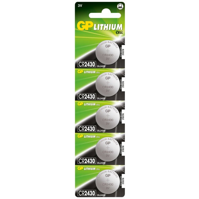GP Batteries Knopfzellen CR2430, Lithium-Mangandioxid, 3 V – 5 Stk.
