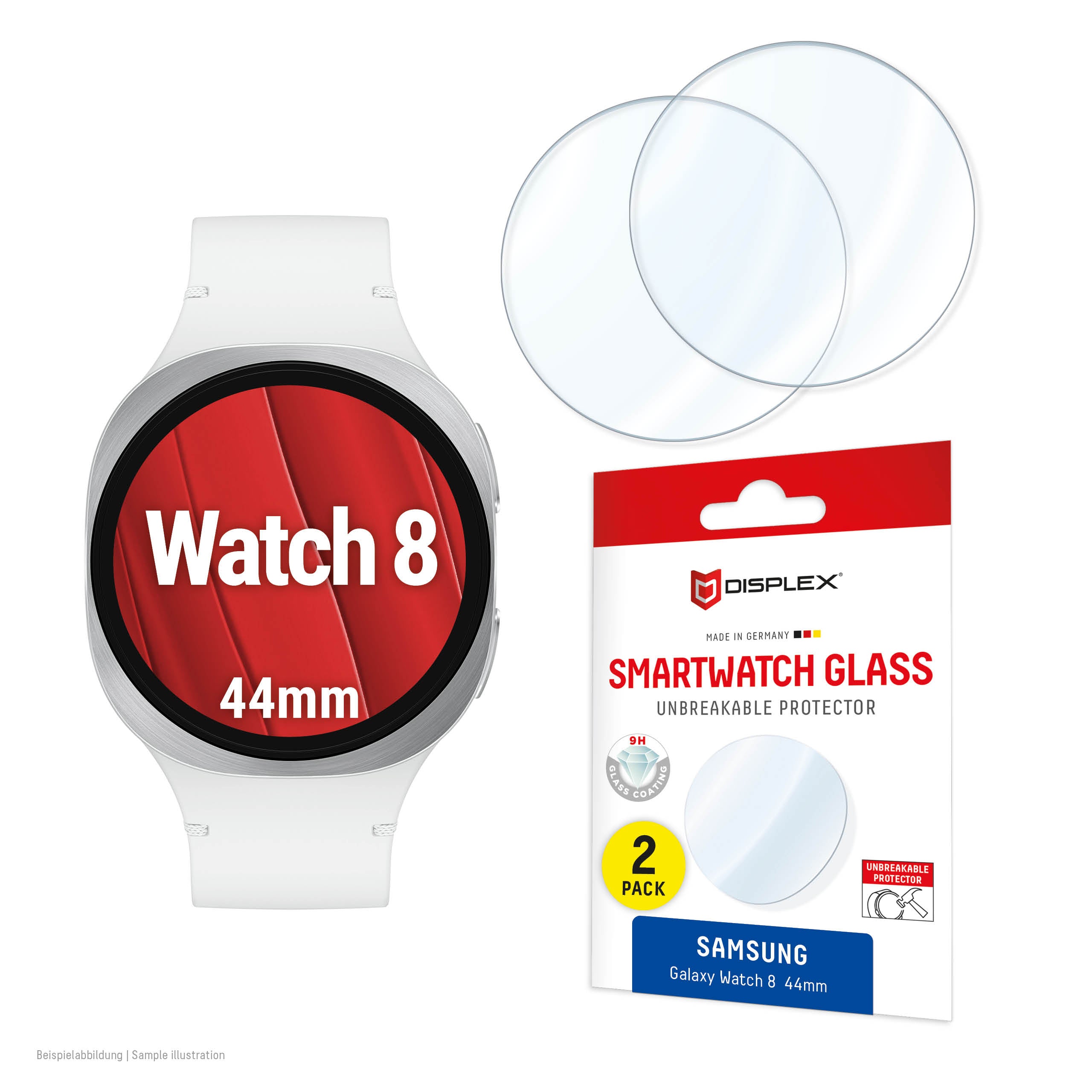 Displex Displayschutz (Panzerglas), Full Cover – für Galaxy Watch 8 44 mm