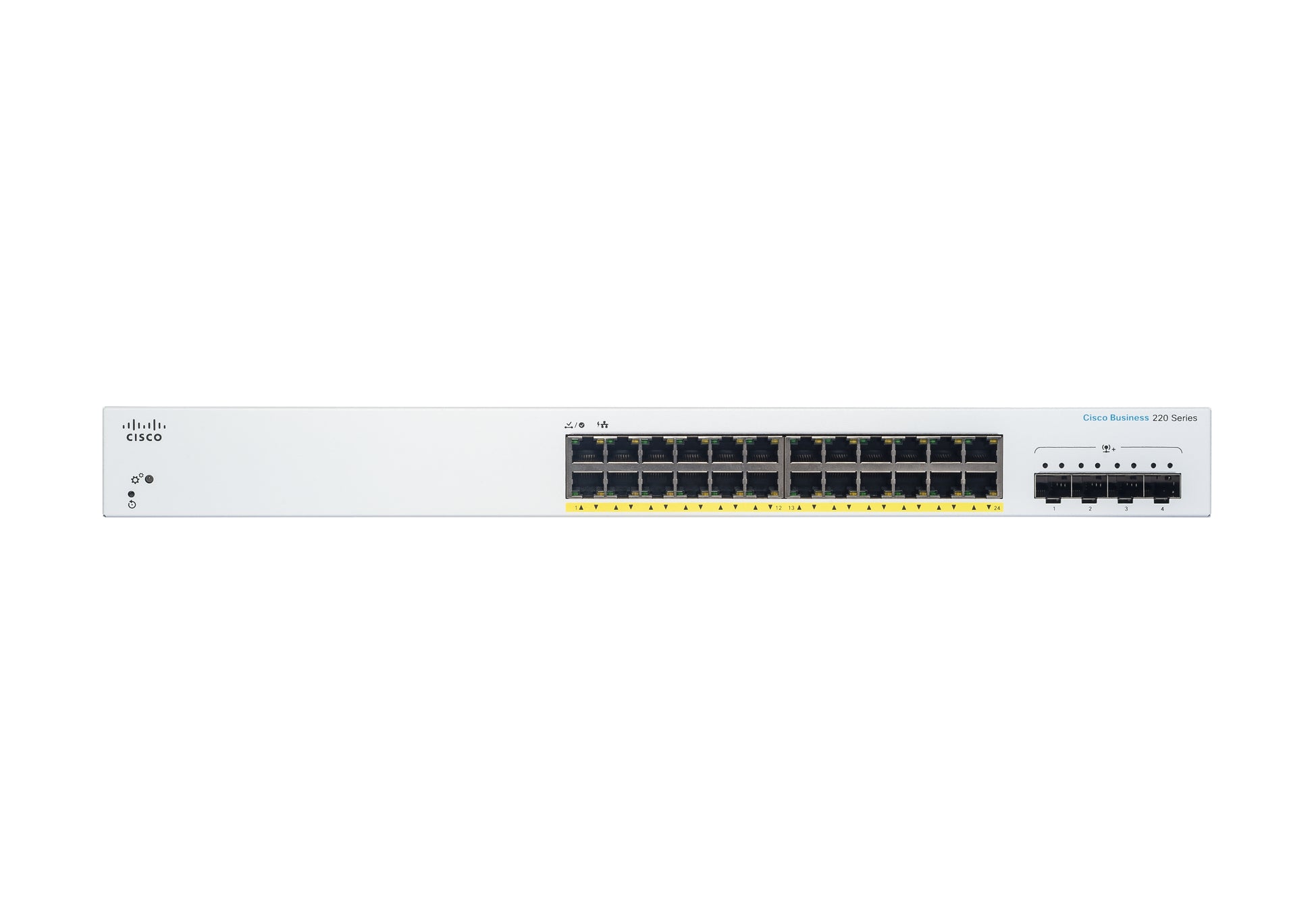 Cisco CBS220-24P-4X – Managed Switch – 24×GbE, 4×SFP+, L2, PoE+ 195 W, 19" Rack