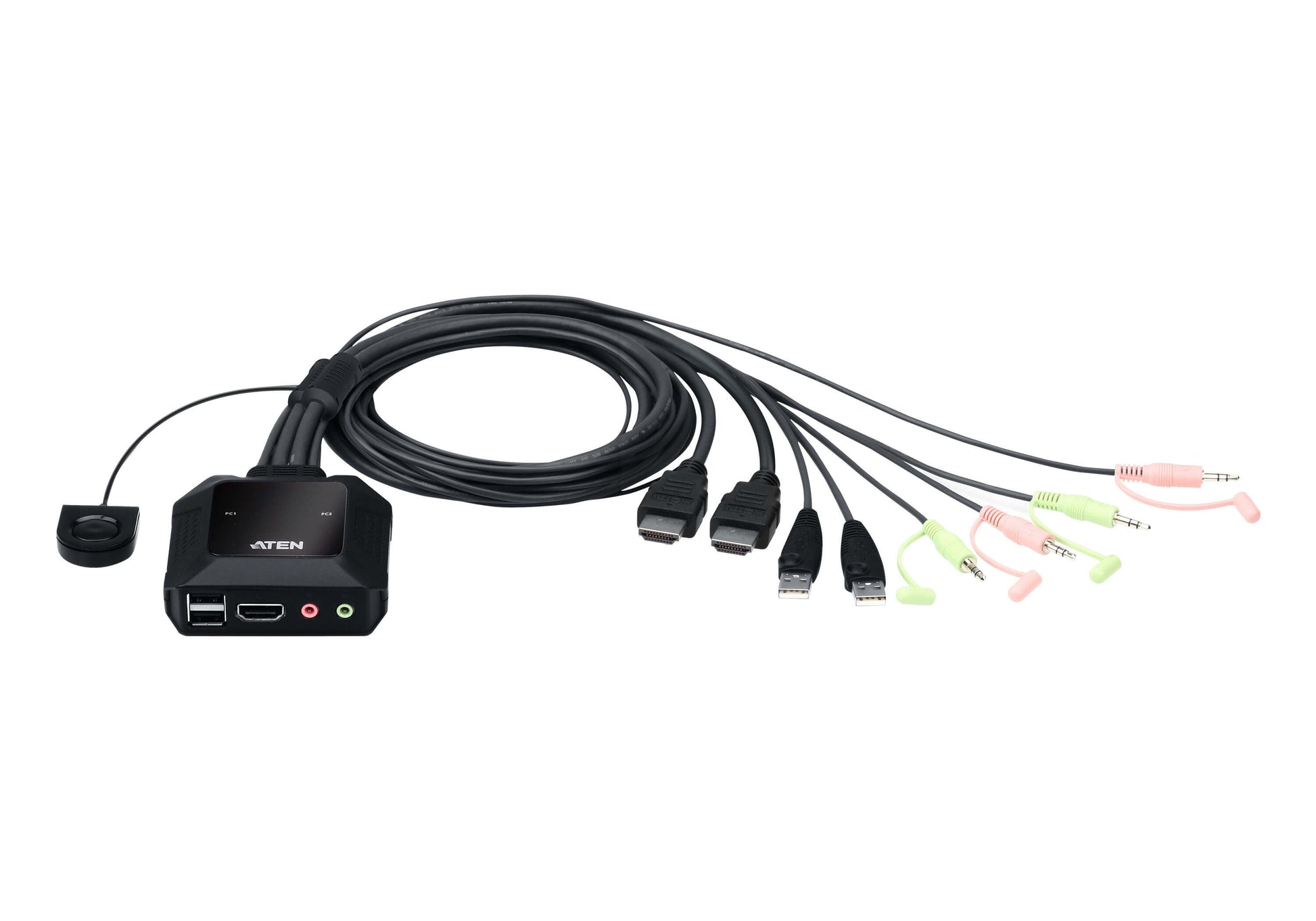 ATEN CS22H – 2-Port HDMI KVM-Switch – 4K/60 Hz, USB 2.0-Hub, Audio, Desktop