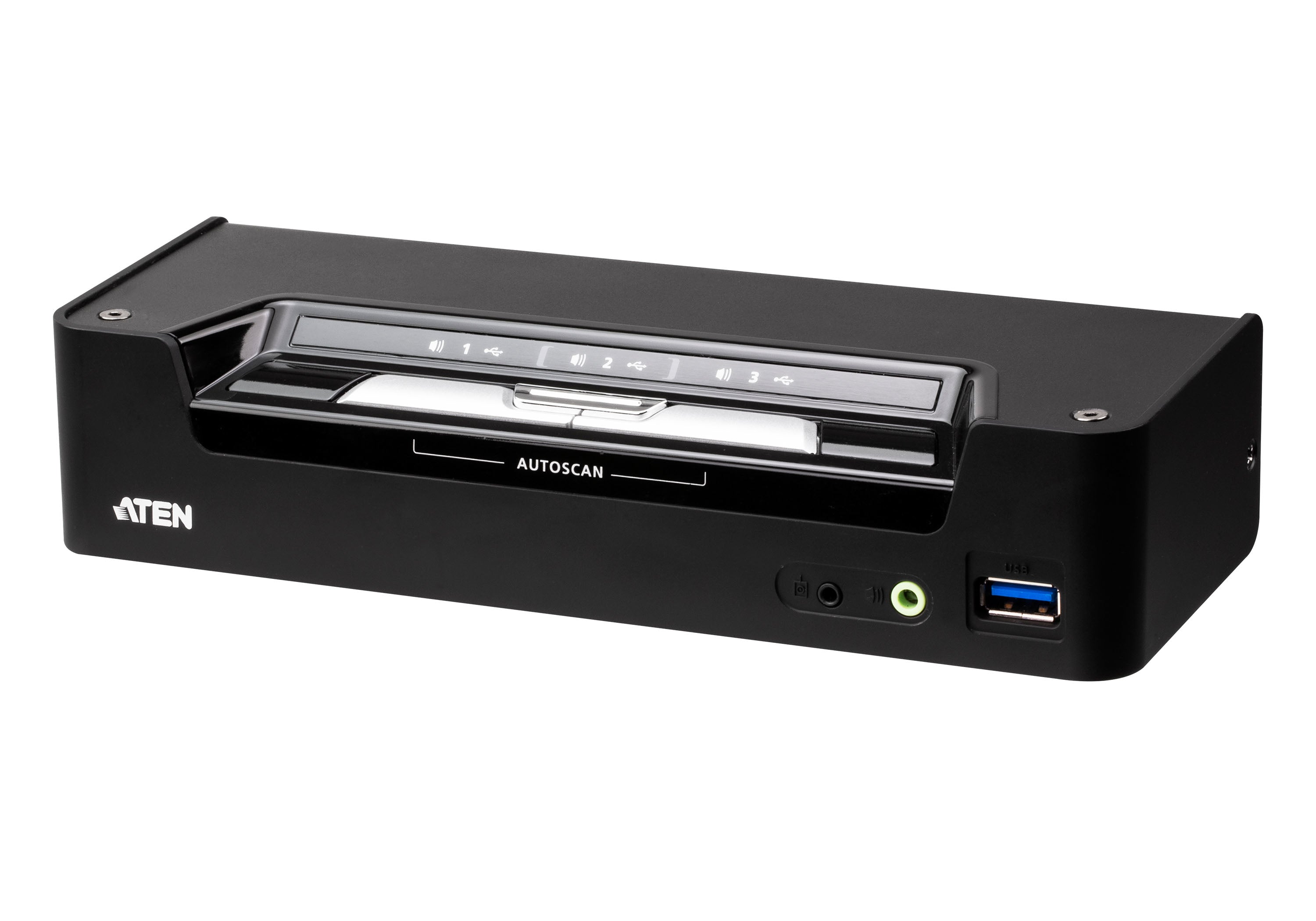 ATEN CS1953 – KVM-Switch – 3×Computer, 2×DP, 1×USB-C, 2×USB-A, 4K 60 Hz, PD 45 W, Schwarz