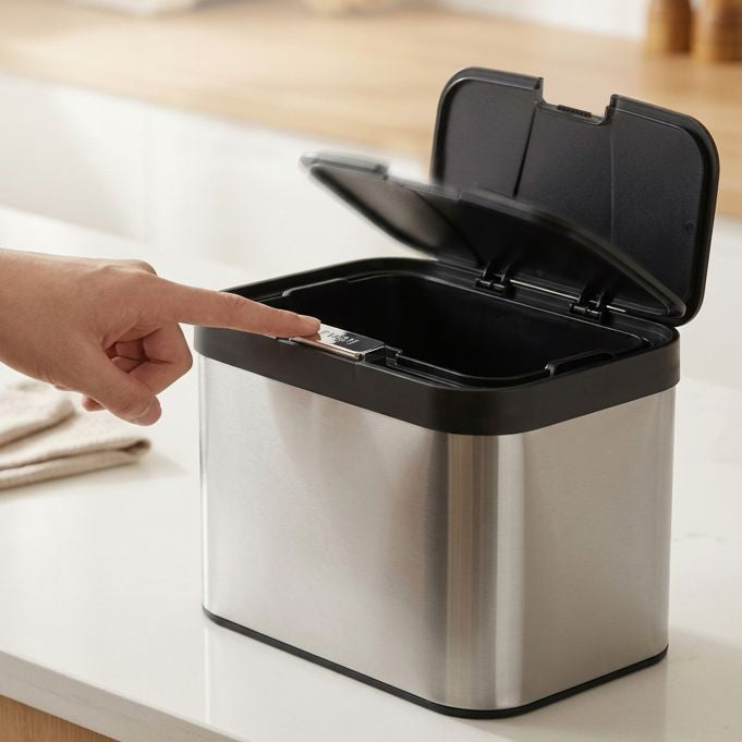 Relaxdays Komposteimer – 4,5 l – Edelstahl, Rechteckig – Schwarz