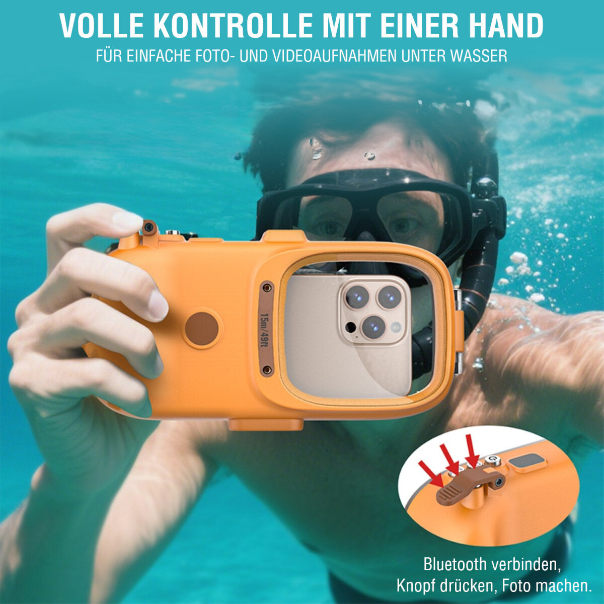 4smarts Wasserdichte Smartphone-Tasche – für Smartphones – Orange – Kunststoff – wasserdicht (15 ATM)