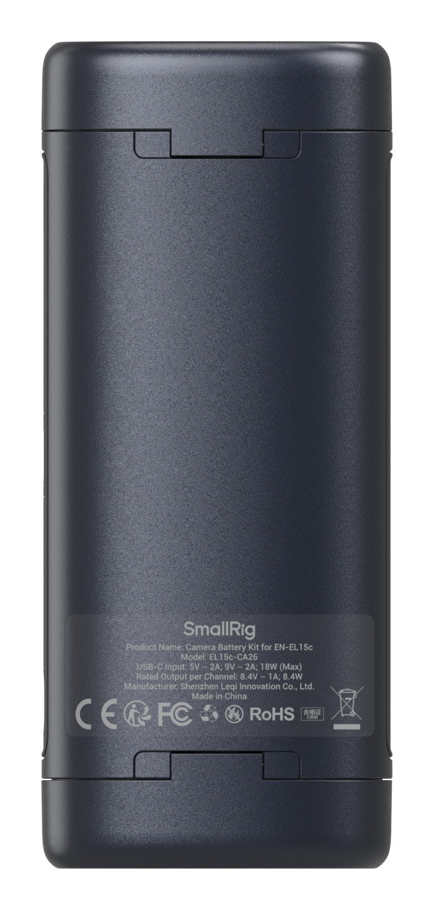 SmallRig 5107 Ladecase – für Nikon EN-EL15c – 2-fach, USB-C 18 W, Display – Schwarz