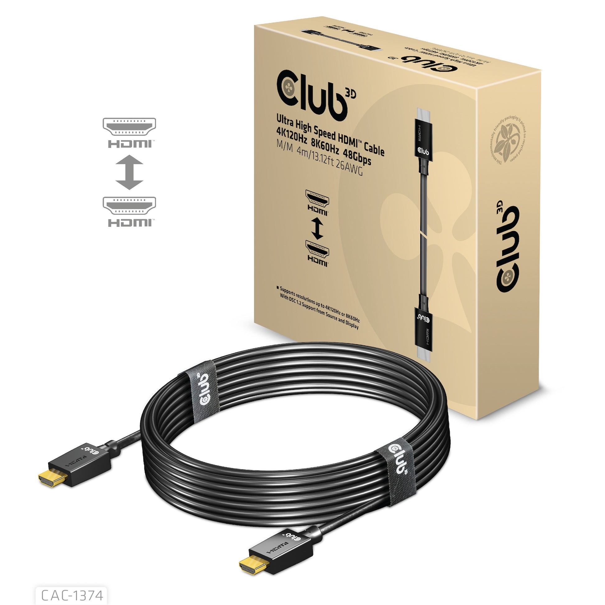 CLUB3D Club 3D HDMI Kabel (A–A, M–M) HDMI 2.1 8K 60 Hz – 4 m