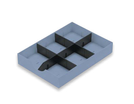 styrodoc 268-405.36 Schubladenelement – mit 3 Teilern, blau, Polystyrol (PS), B 225 × H 49 × T 315 mm