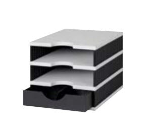 Styro Briefkorb – 3 Fächer, stapelbar, mit Griffausschnitt, mit Beschriftungsfeld, B 248 × H 225 × T 331 mm