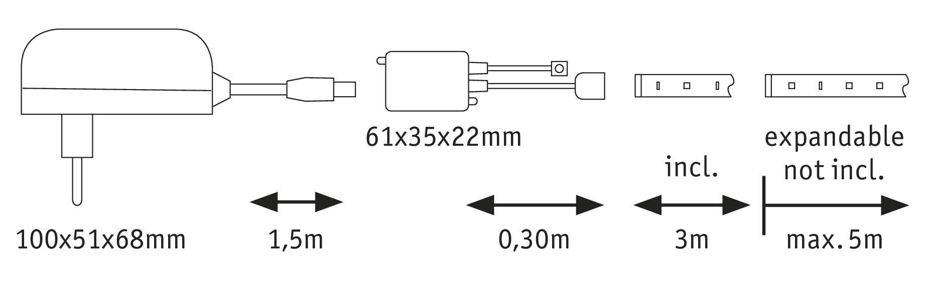 Paulmann LED-Strip MaxLED 250 – Set, 3 m, 810 lm, 19 W, RGB, dimmbar, Fernbedienung, weiss