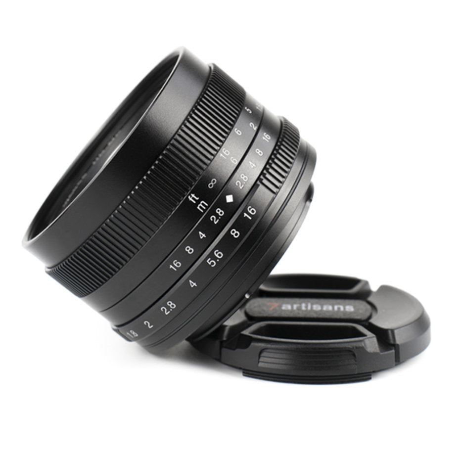 7Artisans A703B Objektiv – 50 mm f/1.8 – für Fujifilm X – Manuell, Schwarz, 52 mm Filter