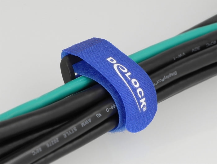 DeLOCK Klettkabelbinder 280×38 mm, 3er-Pack – Blau