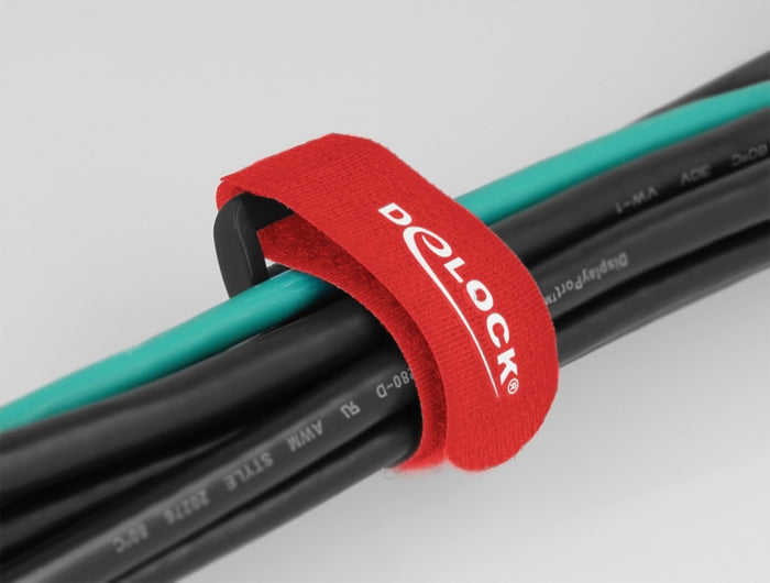 DeLOCK Klettkabelbinder, 20 mm × 0,15 m, Rot, 5 Stück