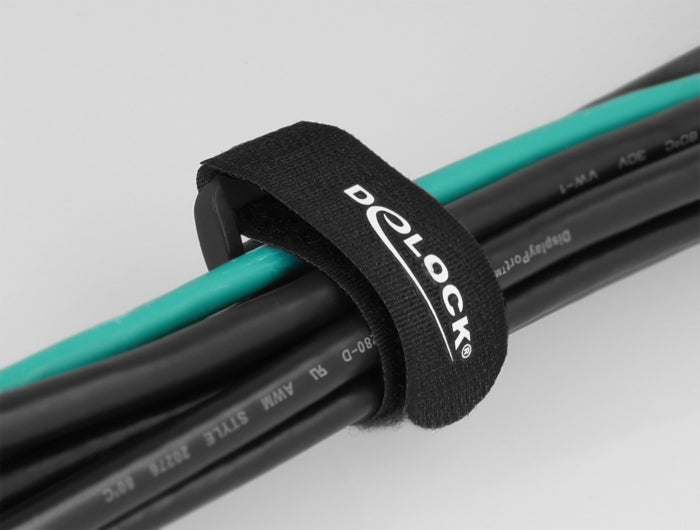 DeLOCK Klettkabelbinder, 20 mm × 0,15 m, Schwarz, 5 Stück