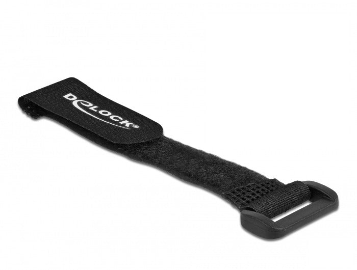 DeLOCK Klett-Kabelbinder 190 × 25 mm, Schwarz, 5 Stk.