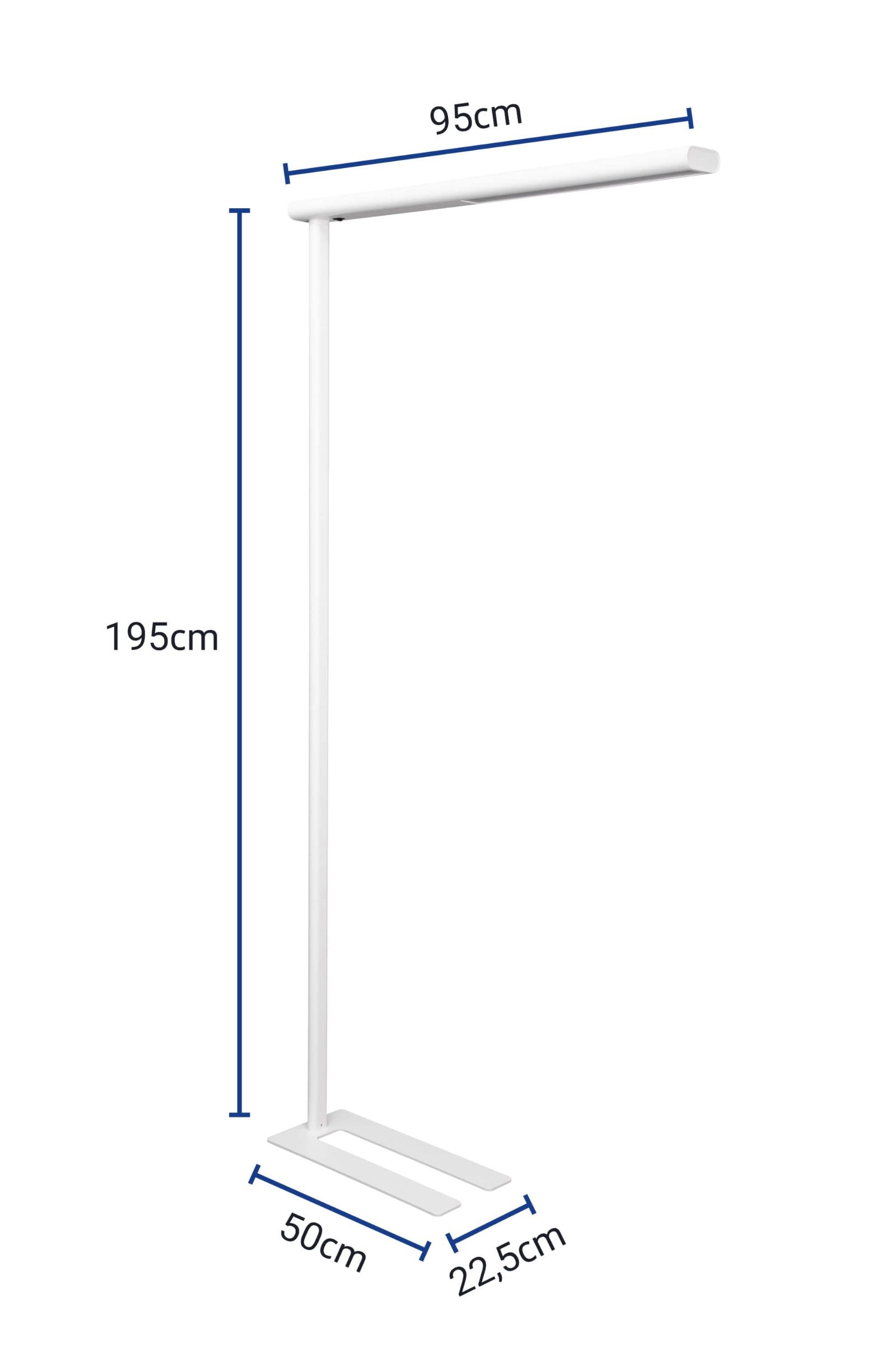 MAUL LED-Stehleuchte jet – 4000 K – 4'650 lm 51 W – weiss, Aluminium