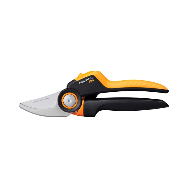 Fiskars PowerGear M P921 – Bypass-Astschere 24 mm, Edelstahl, weicher Haltegriff, schwarz/orange, 1 Stk.