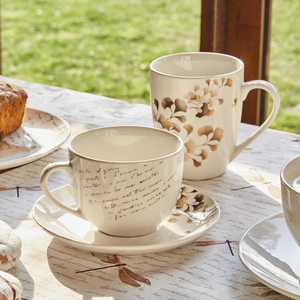 Tognana Porcellane Tognana Kaffeetasse Madison – 6er Set, 260 ml, Ø 15 cm, Porzellan, Weiss/Beige, spülmaschinenfest