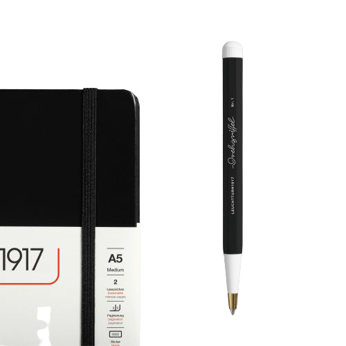 Leuchtturm Gelschreiber, Druckmechanik – Schwarz, Spitze 0,5 mm, dokumentenecht, nachfüllbar, 1 Stk.