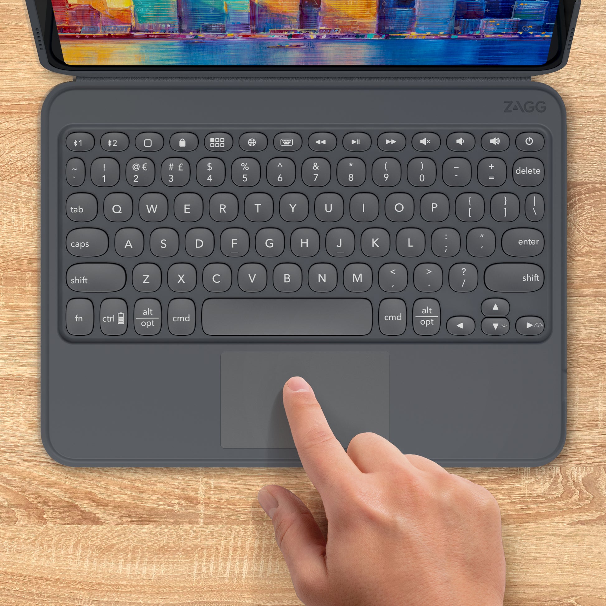 ZAGG KBD PRO KEYS – Tastatur mit Touchpad, Schwarz/Grau – für Apple iPad 10,9"