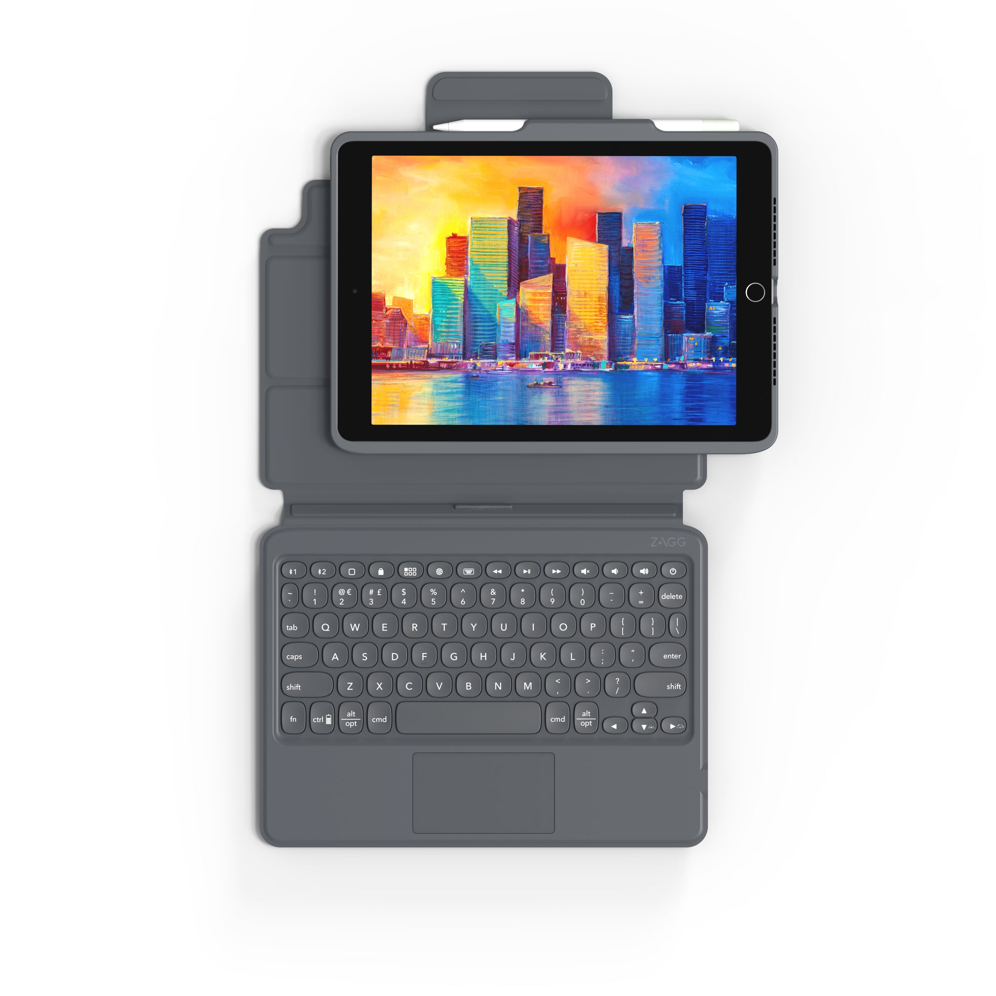 ZAGG KBD Pro Keys – Tastatur, FR-Layout (FR), mit Touchpad, Schwarz/Grau – für iPad (10,2")